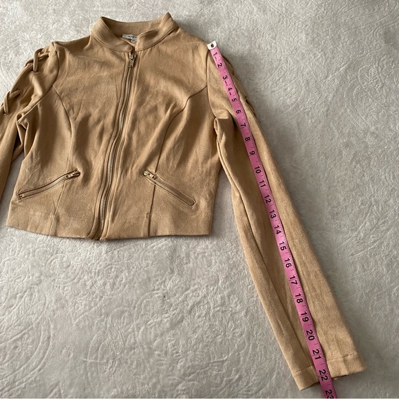 Fashion Nova Faux Suede Lace Up Sleeve Cropped Waist Jacket - Picture 6 of 10
